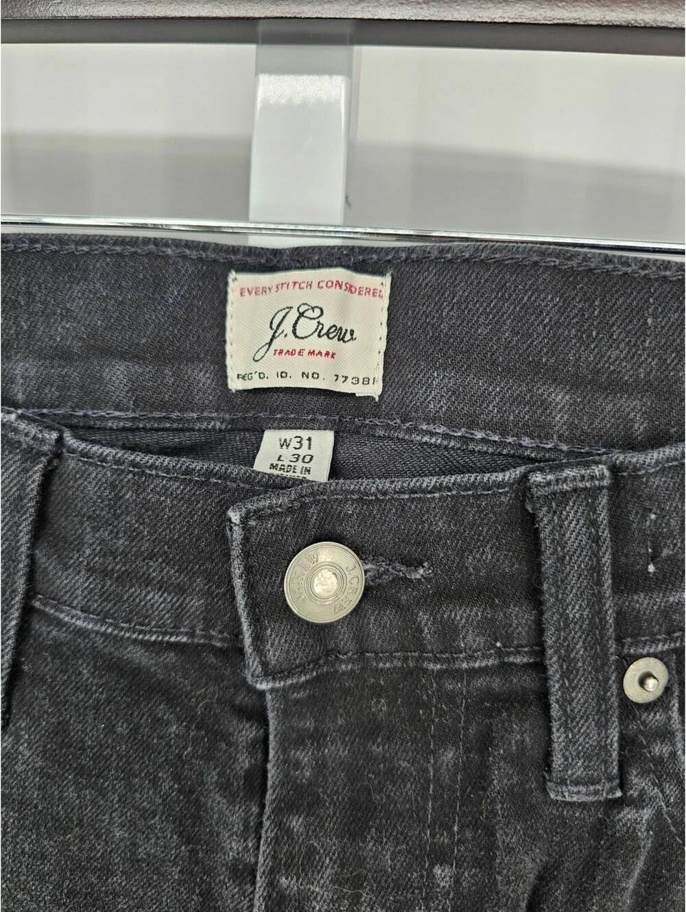 J Crew Mens Sz 31x30 Slim Leg Mid Riser Jeans Gray Black